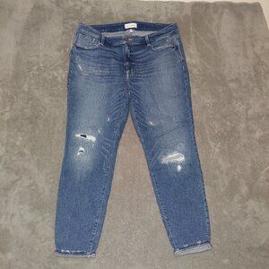 Lane Bryant Distressed Straight Leg Jeans in Medium Blue